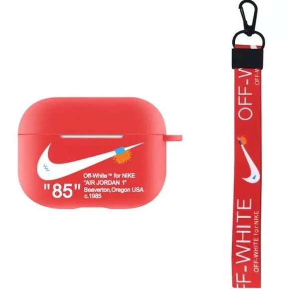 Nike Off-White AirPods Case With Lanyard(Red) - Picture 3 of 3